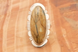 Native American Jewelry Genuine Boulder Turquoise Sterling Silver Ring
